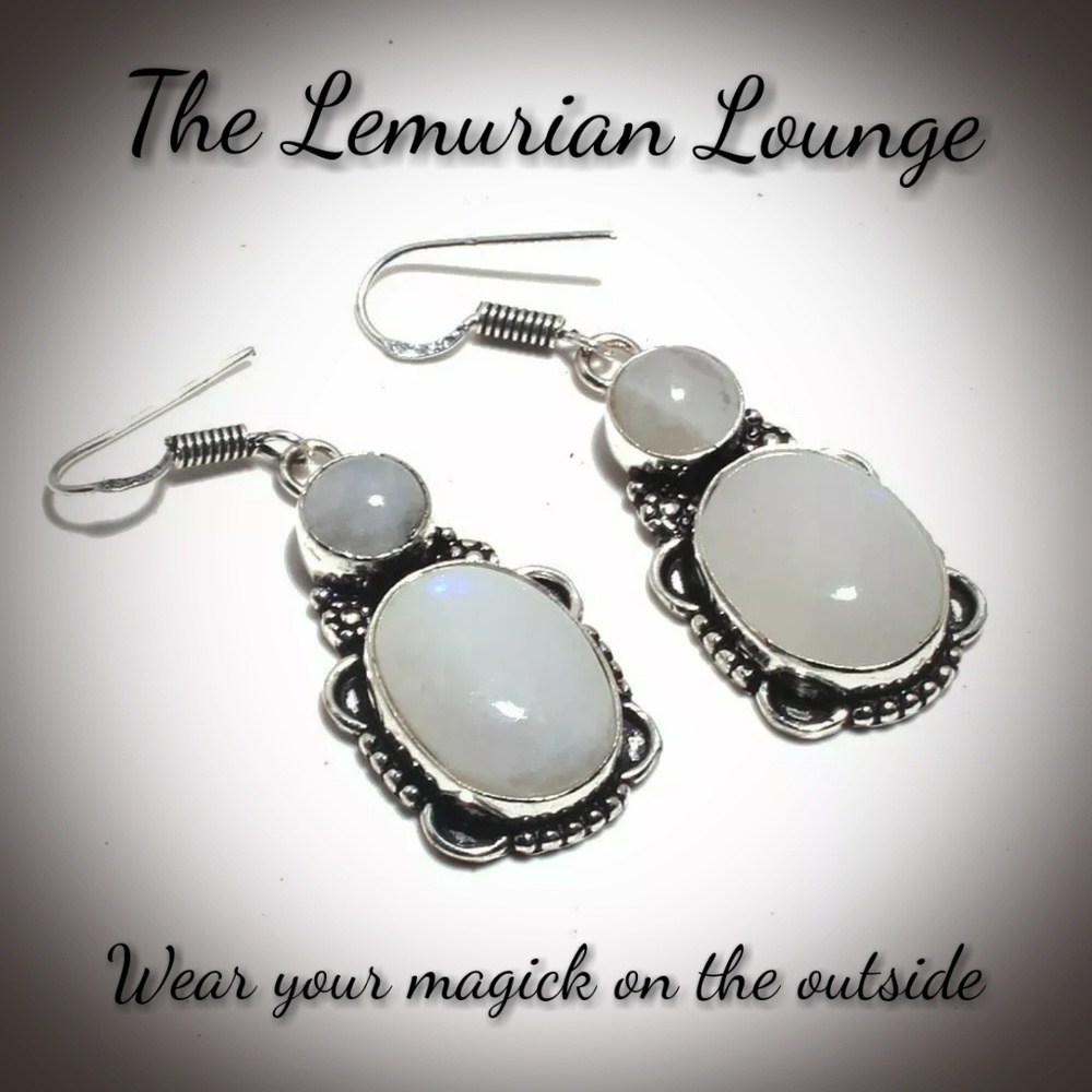 Handmade Boho Gypsy Rainbow Moonstone Earings